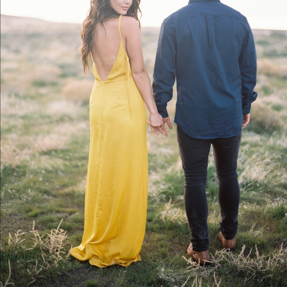 Revolve Capulet Gold Maxi Dress